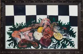 Картина маслом "Рыбный развал" на холсте